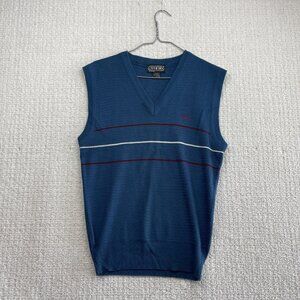 Vintage Capricorn Sweater Vest Men's S Geometric Knit 90s Preppy Academia Blue